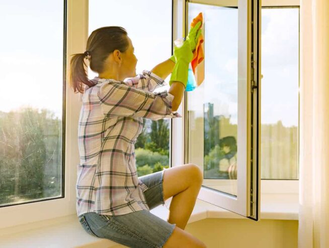Image of a clean glass during cleaning