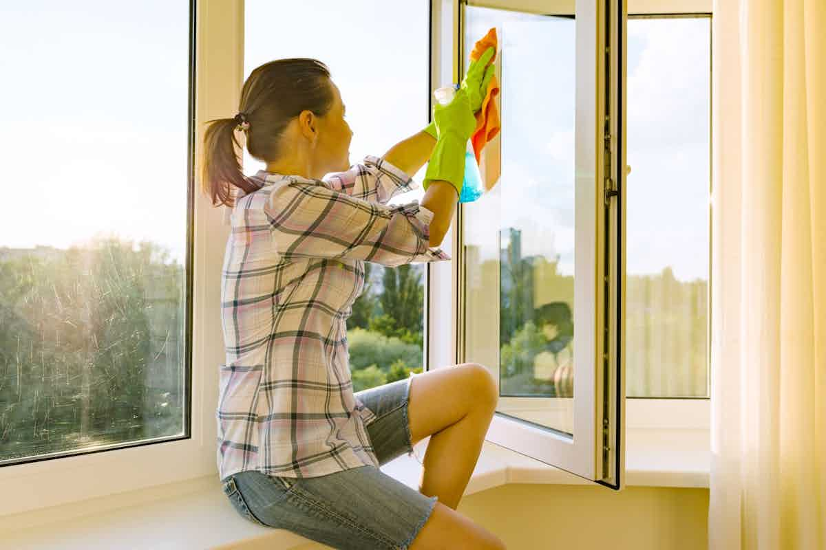 Image of a clean glass during cleaning