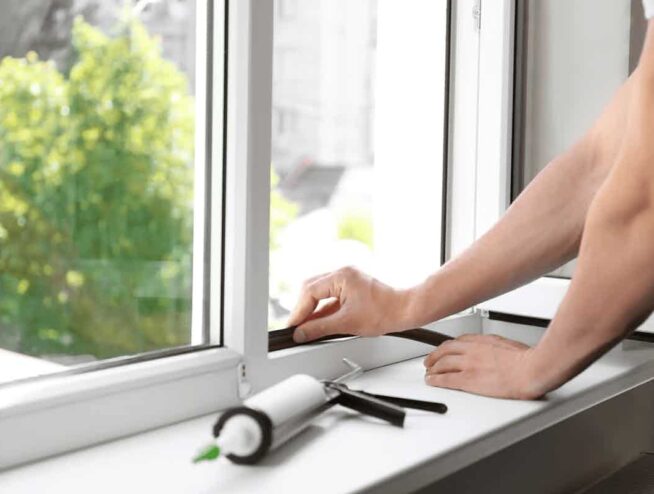 person doing a window repair